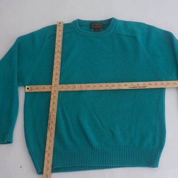 VTG '90S Eddie Bauer Outdoor Outfitter Green 100% Cotton Knit Crewneck Sweater L - Picture 3 of 8
